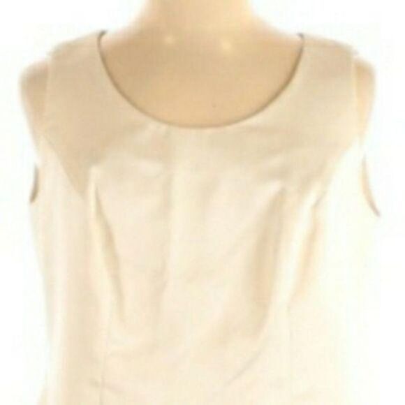 90's R&M Richards Formal Fitted Sleeveless Satin Ivory Shell Top Sz 16W - Picture 4 of 11